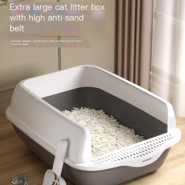 Large Semi-Enclosed Cat Litter Box with Removable Parts