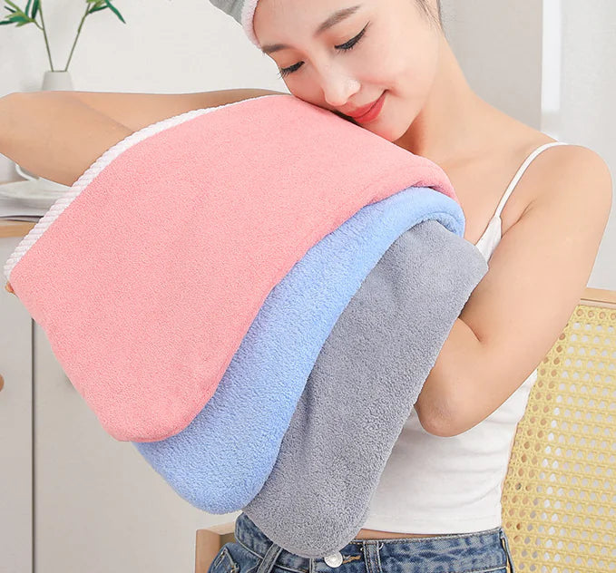 Double Layer Quick-Dry Thick Hair Drying Cap for Adults